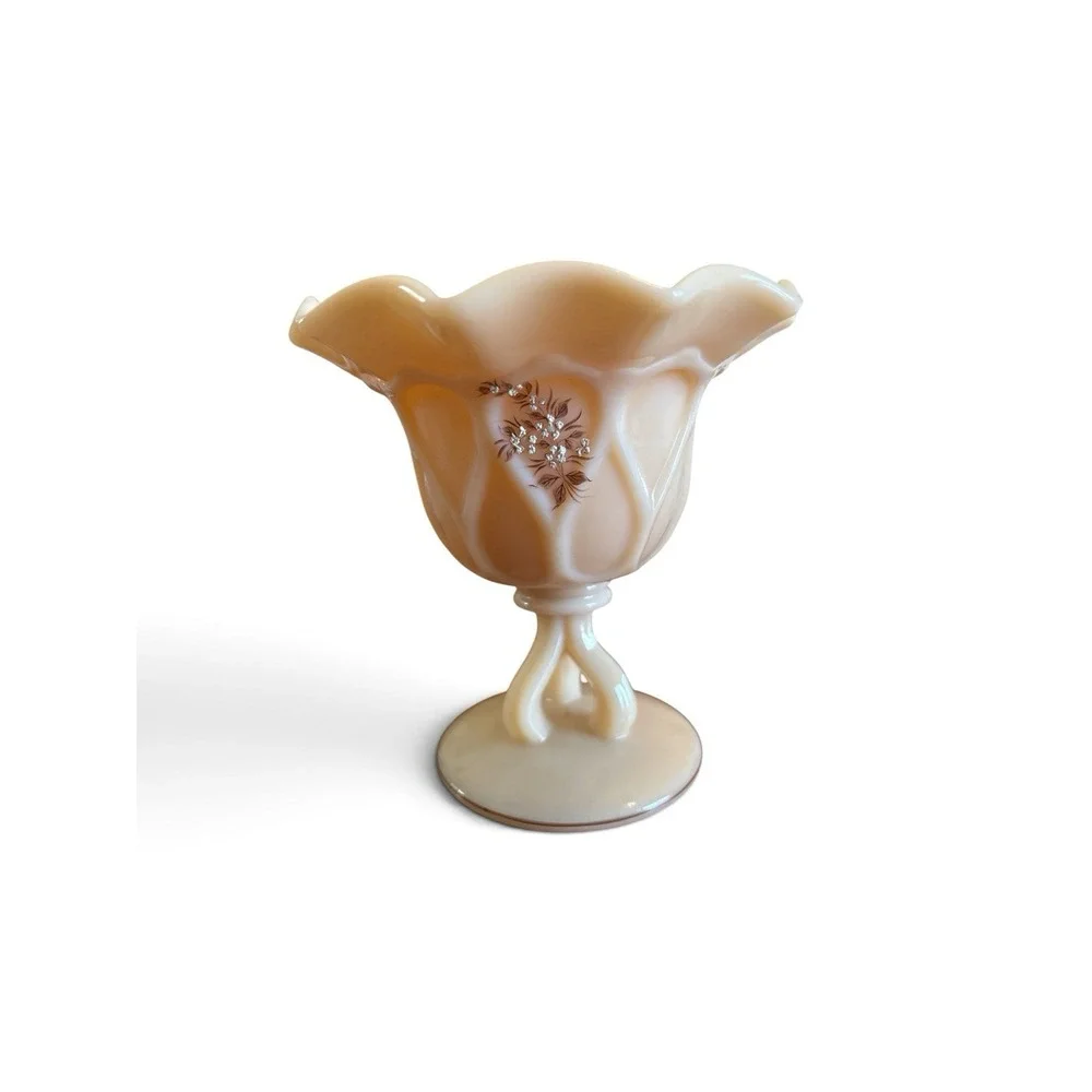 Westmoreland Glass Almond Basket & Coraline Bouquet Candy Dish, bell handpainted
